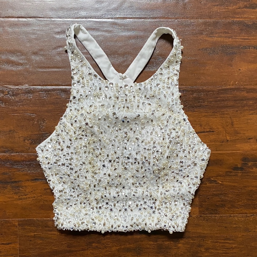 Say Yes to the Prom Embellished White Top Size 1